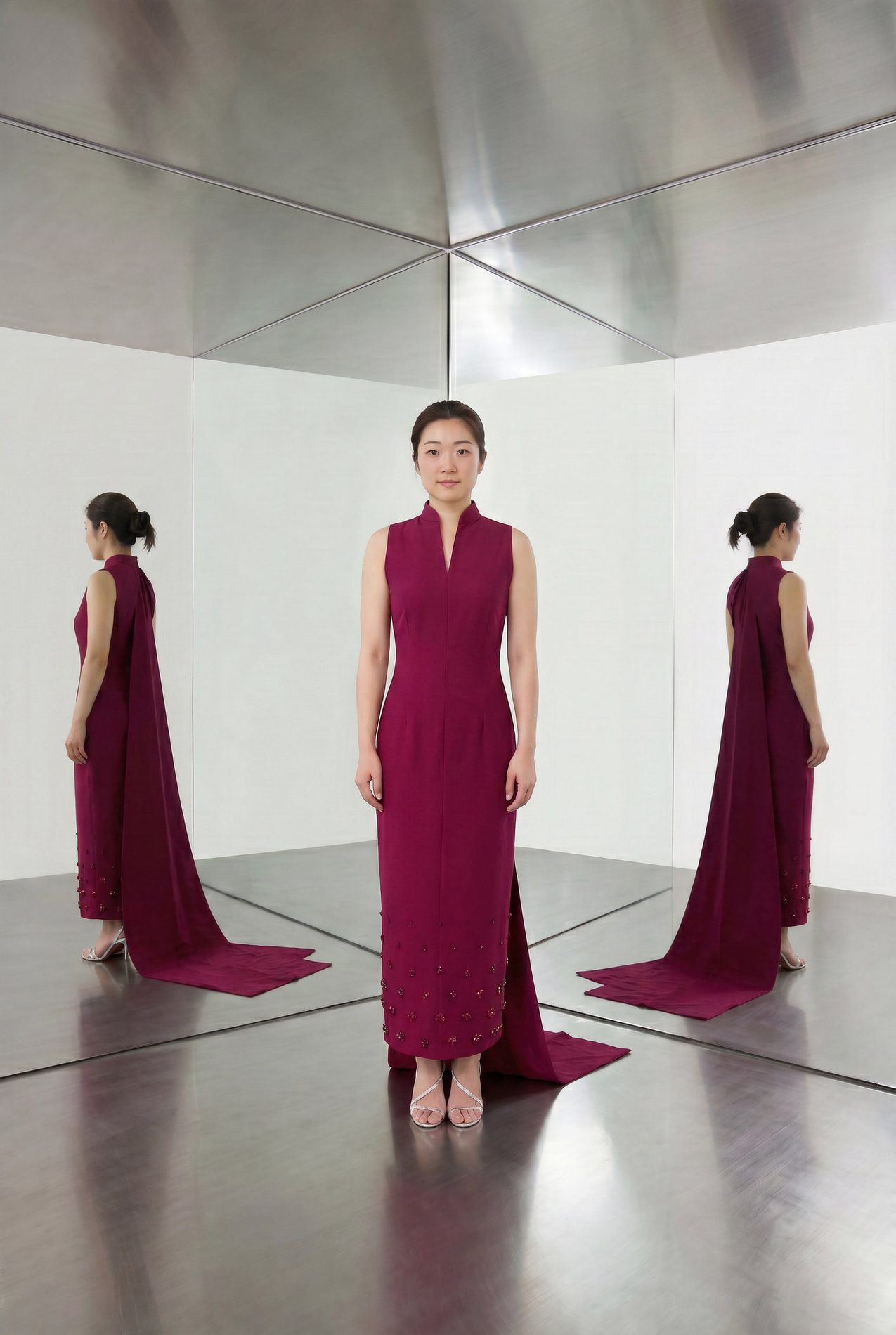 Cerise ceremonial bespoke gown
