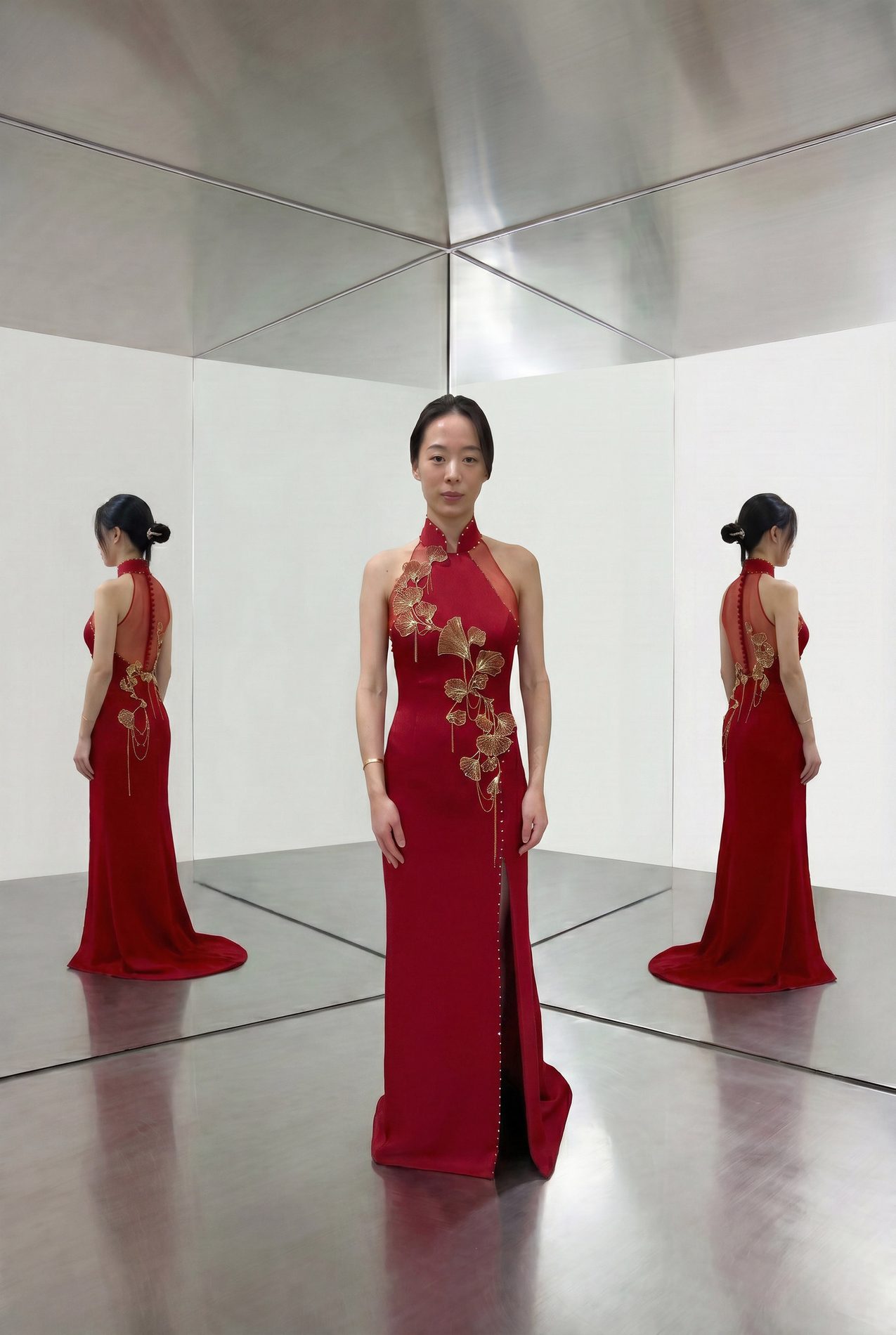 Hand-embroidered ceremonial gown